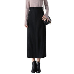 Knitted Skirt Mid-Length Pleated Skirt High Waist Hip Skirt Straight Skirt Skirt Skirt