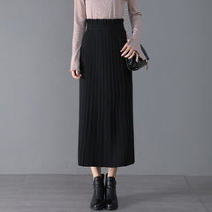 Knitted Skirt Mid-Length Pleated Skirt High Waist Hip Skirt Straight Skirt Skirt Skirt