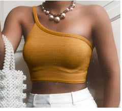 Vest Solid Shoulder Irregular Asymmetric Belt Camisole