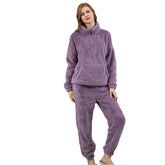 Flannel Pajamas Solid Color Couple Homewear Pullover Thickened Pajama Pants Coral Velvet Pajamas