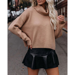 Jupe-culotte taille haute en similicuir à volants pour le bureau