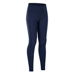 Yoga Pants Elastic Double Sided Brushed High Waisted Trousers Patchwork Pocket Sports Running Cropped Pants