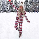 Christmas Striped Printed Long Sleeves Pajamas Home Wear Casual Suit