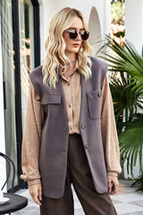 Gilets en tweed de couleur unie, style coréen, amples et décontractés, à boutons
