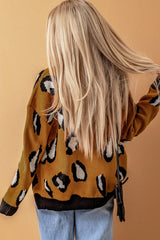 Strickjacke mit Tiermuster und kontrastierender Zierleiste vorne mit Knopfleiste