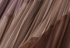 Stitching Pleated Mesh Skirt Stretch Elastic WaistbSlimming Mid-Length A- line Large Hem Skirt Winter