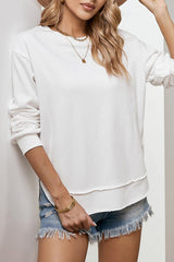 Sweat-shirt à épaules tombantes et fente latérale