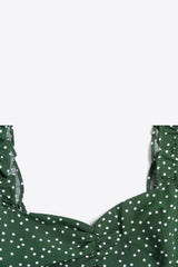 Robe fendue à bretelles et volants à pois