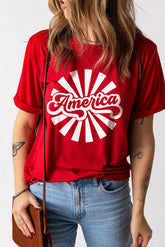 AMERICA Grafik-T-Shirt mit Rundhalsausschnitt und kurzen Ärmeln