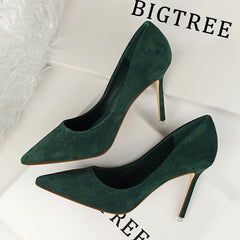 Women's Stiletto Shallow Mouth Pointed Toe Suede