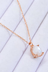 Platinum-Plated Natural Moonstone Pendant Necklace