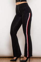 Jean bootcut à fermeture éclair et rayures latérales