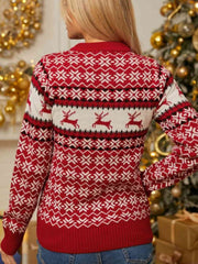 Reindeer Snowflake Print Pullover Sweater