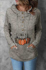 Graphic Heathered Raglan Sleeve Hoodie