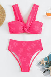 Strukturiertes Bikini-Set mit verdrehtem Detail