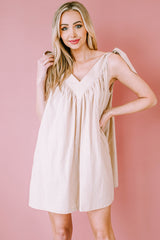 Tie Shoulder V-Neck Backless Dress