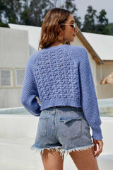 Button Front Raglan Sleeve Cropped Cardigan