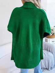 Strickjacke mit horizontaler Rippung und offenem Schlitz vorne