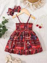 Jupe chasuble à smocks imprimée pour bébé fille