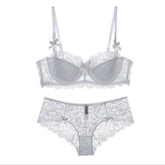 Spitzenrand-Seitenzeichnung Unterwäsche Atmungsaktives dünnes Baumwoll-BH-Set