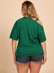 T-shirt noué à épaules dénudées grande taille