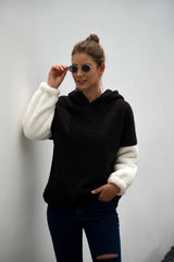 Contrast Dropped Shoulder Teddy Hoodie