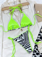Ensemble bikini dos nu à imprimé zèbre
