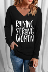 RAISING STRONG Graphic V-Neck Top