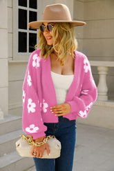 Cardigan fleuri ouvert sur le devant