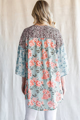 Cardigan à manches trois-quarts et imprimé animalier