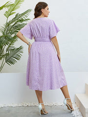 Robe à volants grande taille imprimée à taille froncée