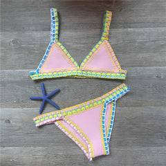 HCrochete Bikini Strick Stitching Badeanzug Set
