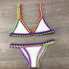 HCrochete Bikini Strick Stitching Badeanzug Set