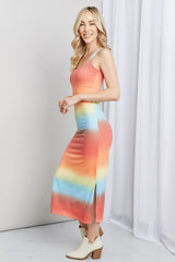 Robe mi-longue fendue sans manches dégradée Zenana