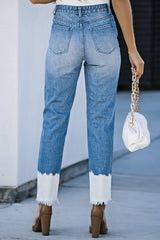 Jean taille haute contrasté et vieilli