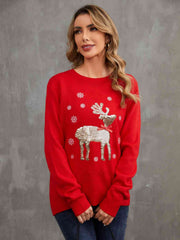 Pullover mit Pailletten und Rentier-Grafik