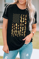 Stars Stripes Graphic Round Neck Tee