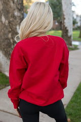 Red Leopard Christmas Tree Print Pullover Graphic Sweatshirt