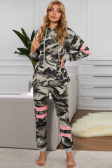 Camouflage Contrast Detail Hoodie Joggers Lounge Set