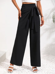 Tie Detail Wide Leg Pants