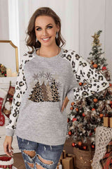 Christmas Tree Graphic Leopard Sweatshirt