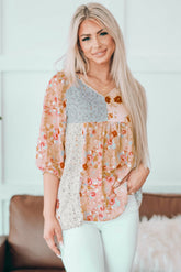 Chemisier babydoll fleuri à col en V