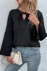 Tie Neck Flare Sleeve Top