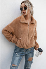 Veste Teddy zippée avec cordon de serrage