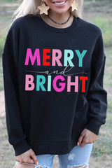 Schwarzes MERRY BRIGHT Rundhals-Sweatshirt mit Grafik