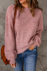 Pull chiné à col rond et épaules tombantes