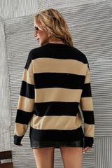 Pull rayé bicolore à épaules tombantes