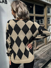 Pull à épaules tombantes et bordure en dentelle à cils Argyle