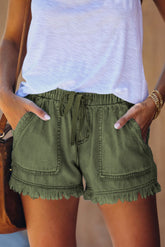 Short en jean effiloché à poches