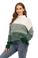 Rollkragenpullover aus Strick in Farbblock-Optik